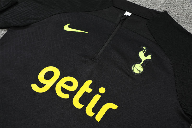 Kit de Treino Tottenham 2022/23 Meio Zíper Preto