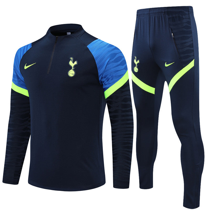 Kit de Treino Tottenham 2021/22 Meio Zíper Azul Escuro