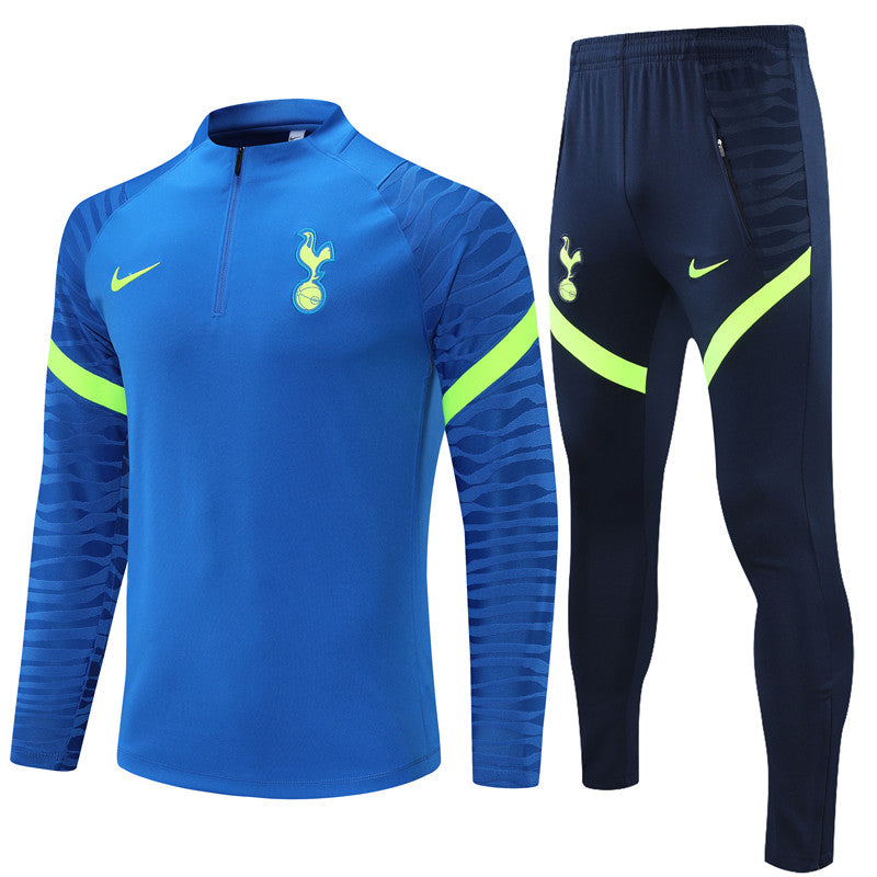 Kit de Treino Tottenham 2021/22 Meio Zíper Azul