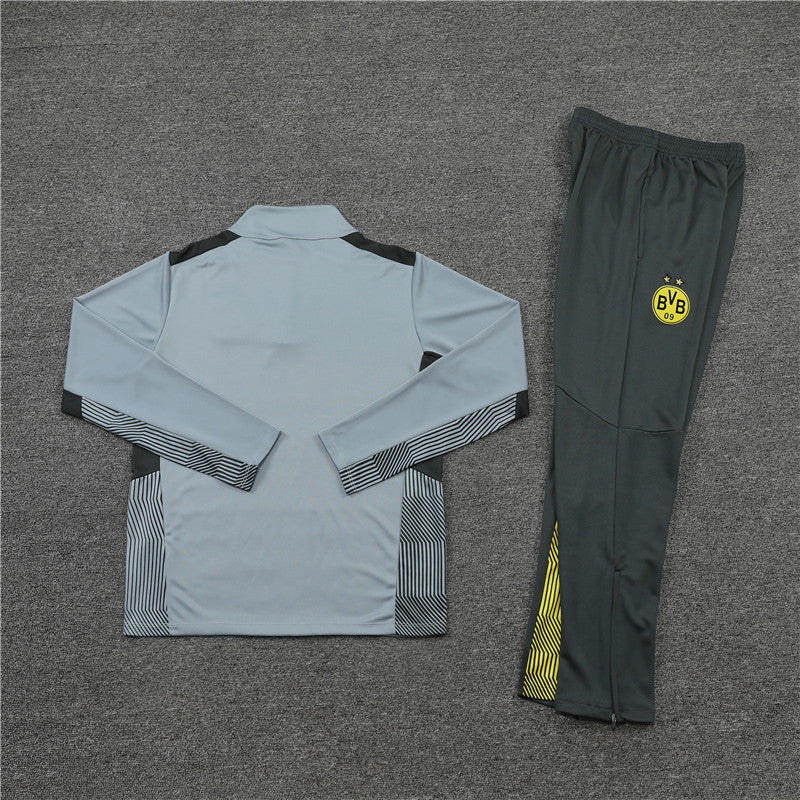 Kit de Treino Borussia Dortmund 2021/22 Meio Zíper Cinza