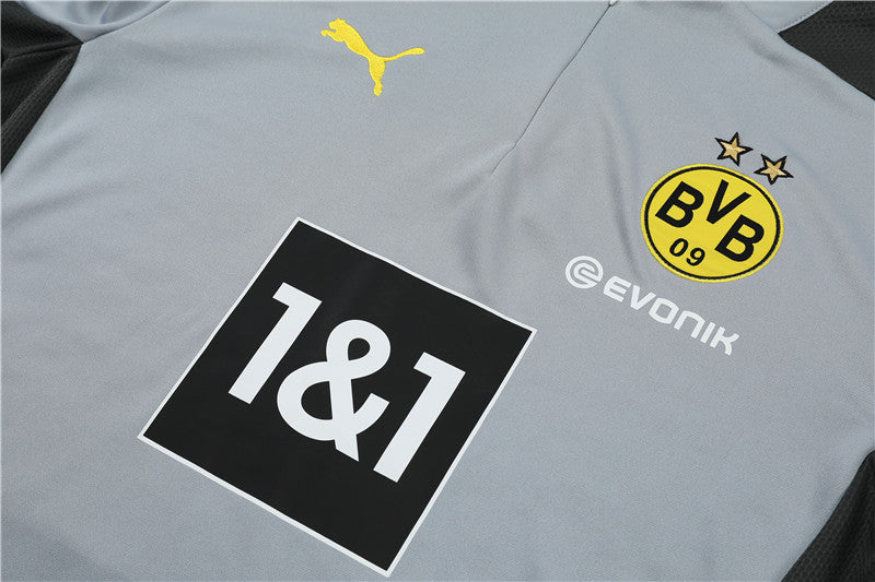 Kit de Treino Borussia Dortmund 2021/22 Meio Zíper Cinza