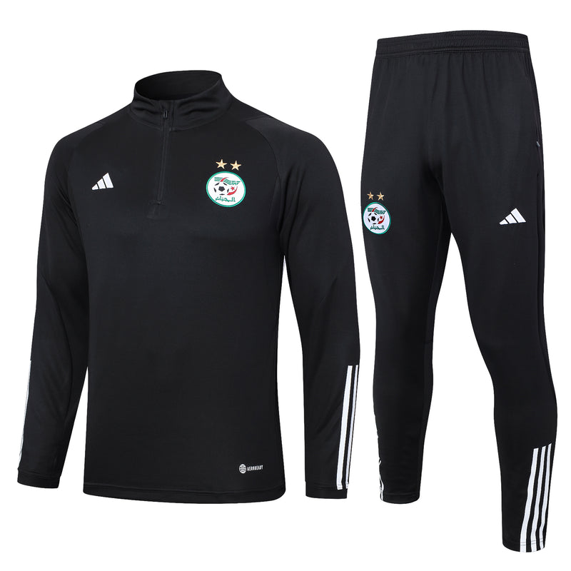 Kit de Treino Argélia 2023/24 Meio Zíper Preto