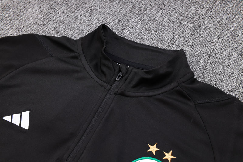 Kit de Treino Argélia 2023/24 Meio Zíper Preto