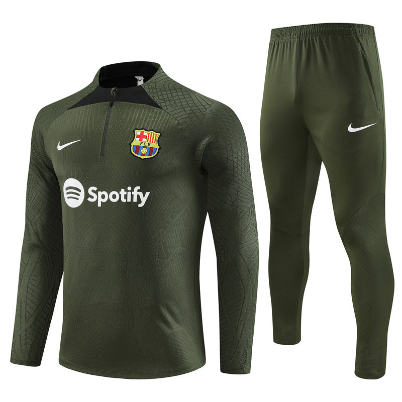 Kit de Treino Barcelona 2023/24 Meio Zíper Verde