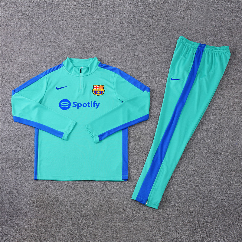 Kit de Treino Barcelona 2023/24 Meio Zíper Verde Água