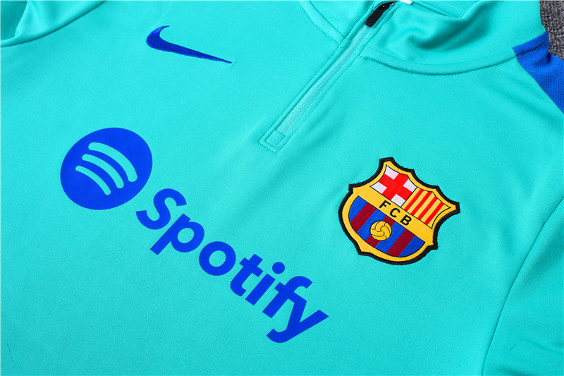 Kit de Treino Barcelona 2023/24 Meio Zíper Verde Água