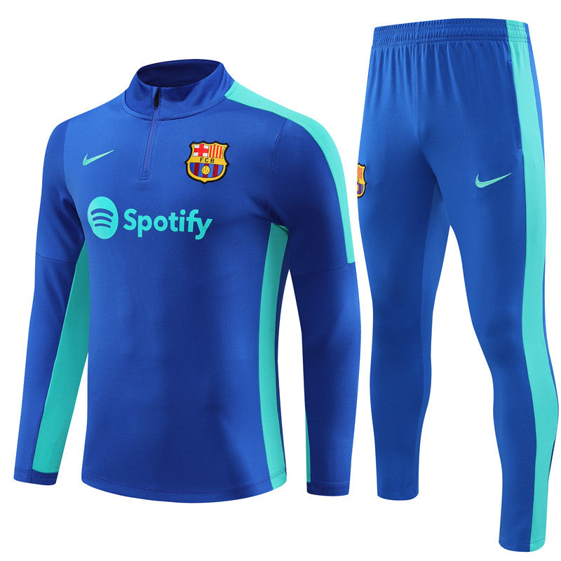 Kit de Treino Barcelona 2023/24 Meio Zíper Azul