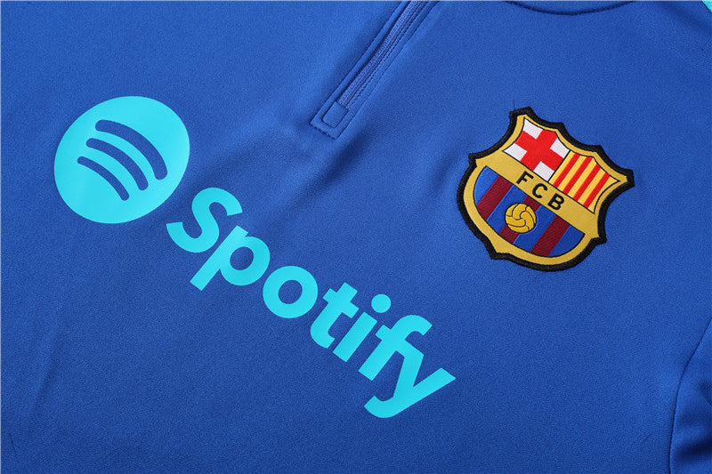 Kit de Treino Barcelona 2023/24 Meio Zíper Azul