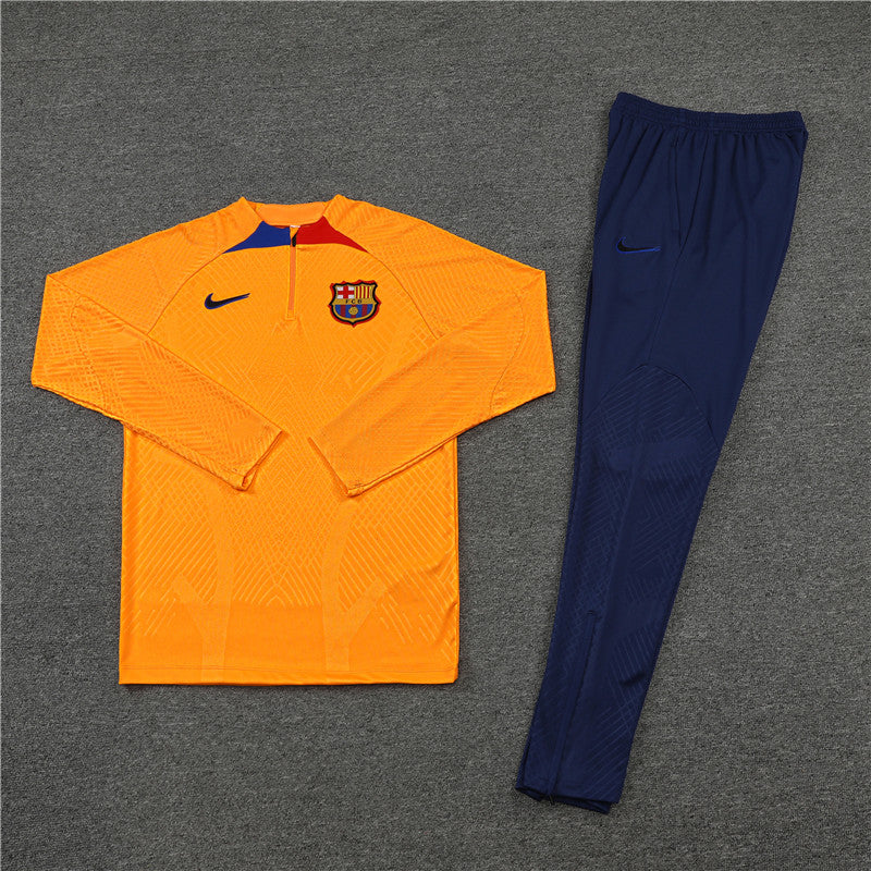 Kit de Treino Barcelona 2022/23 Meio Zíper Laranja