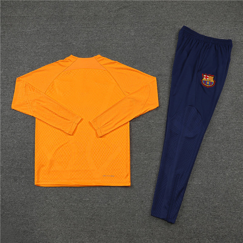 Kit de Treino Barcelona 2022/23 Meio Zíper Laranja