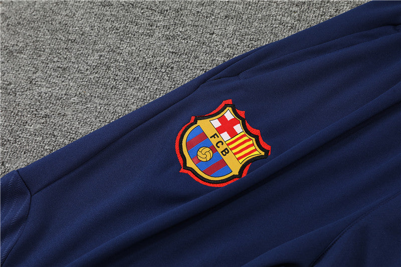 Kit de Treino Barcelona 2022/23 Meio Zíper Laranja