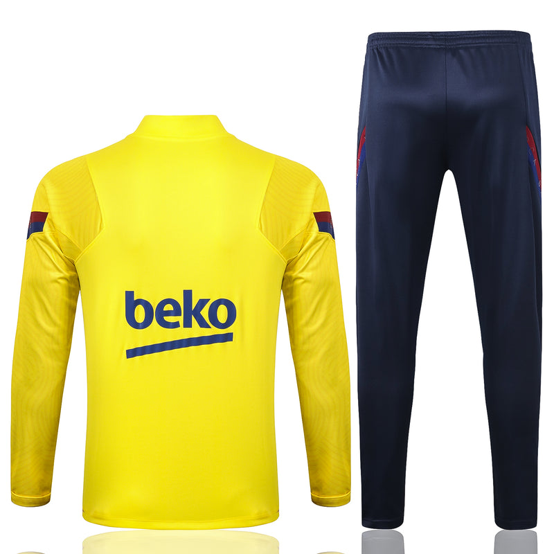 Kit de Treino Barcelona 2020/21 Meio Zíper Amarelo