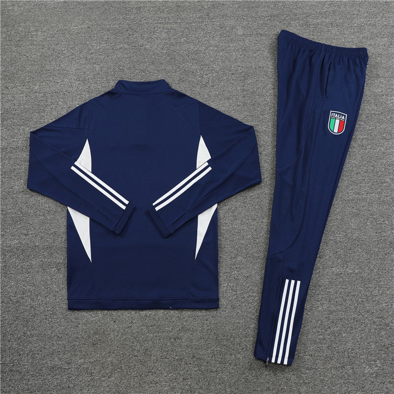 Kit de Treino Itália 2023/24 Meio Zíper Azul Escuro