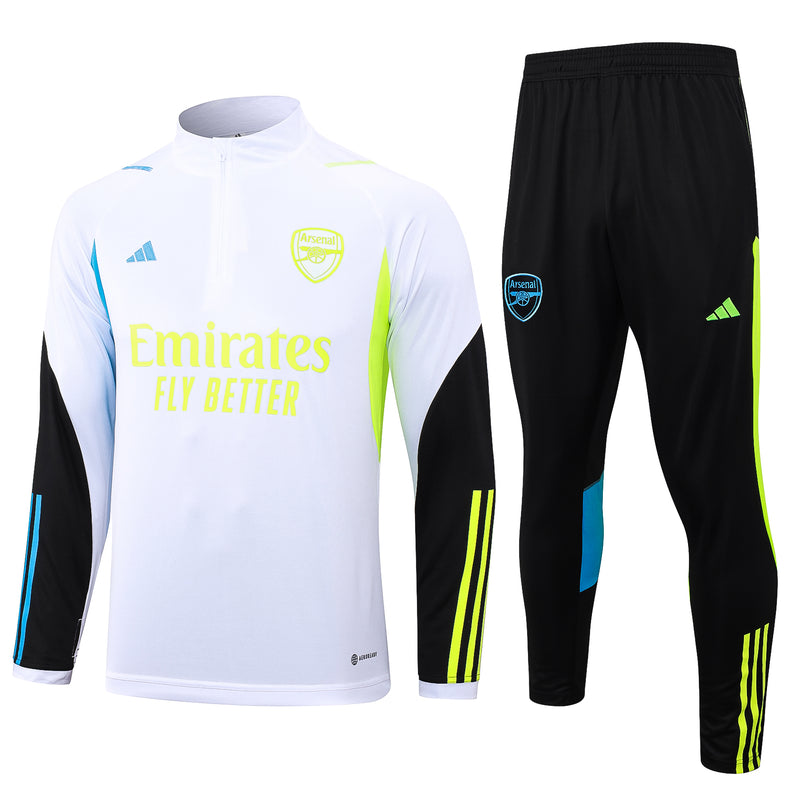 Kit de Treino Arsenal 2023/24 Meio Zíper Branco