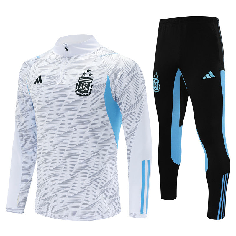 Kit de Treino Argentina 2023/24 Meio Zíper Branco