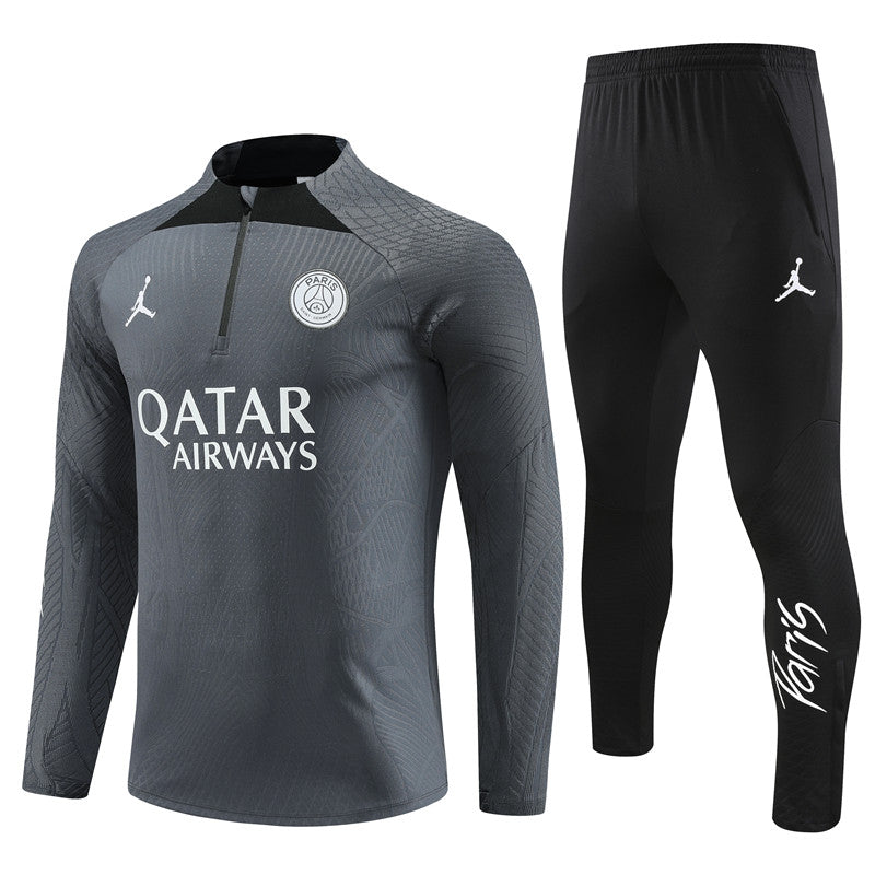 Kit de Treino PSG 2023/24 Meio Zíper Cinza