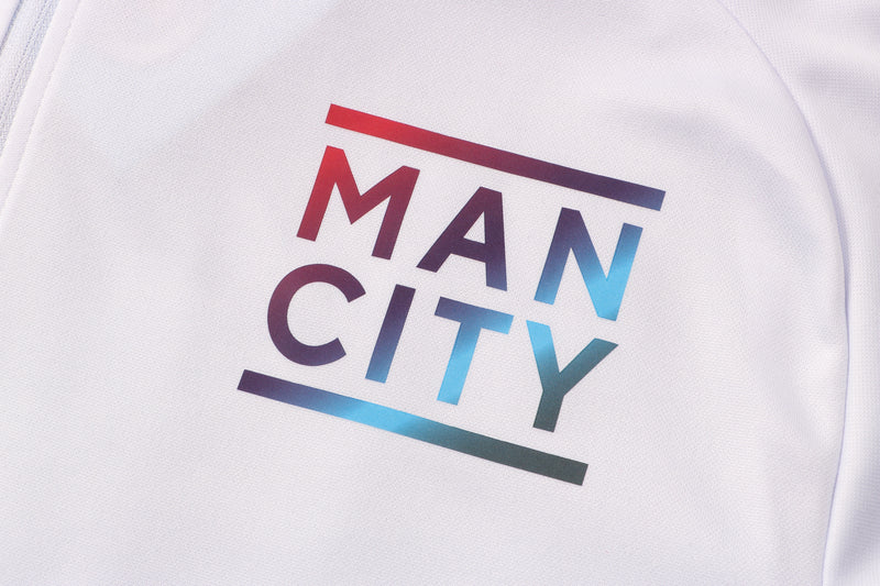 Kit de Treino Manchester City 2021/22 Meio Zíper Branco