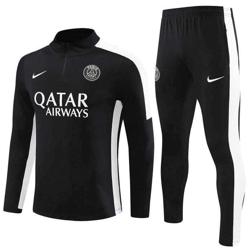 Kit de Treino PSG 2023/24 Meio Zíper Preto e Branco - Lp Sports Wear 