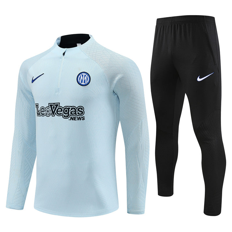 Kit de Treino Inter de Milão 2023/24 Meio Zíper Cinza Claro