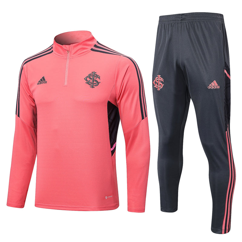 Kit de Treino Internacional 2022/23 Meio Zíper Rosa e Cinza