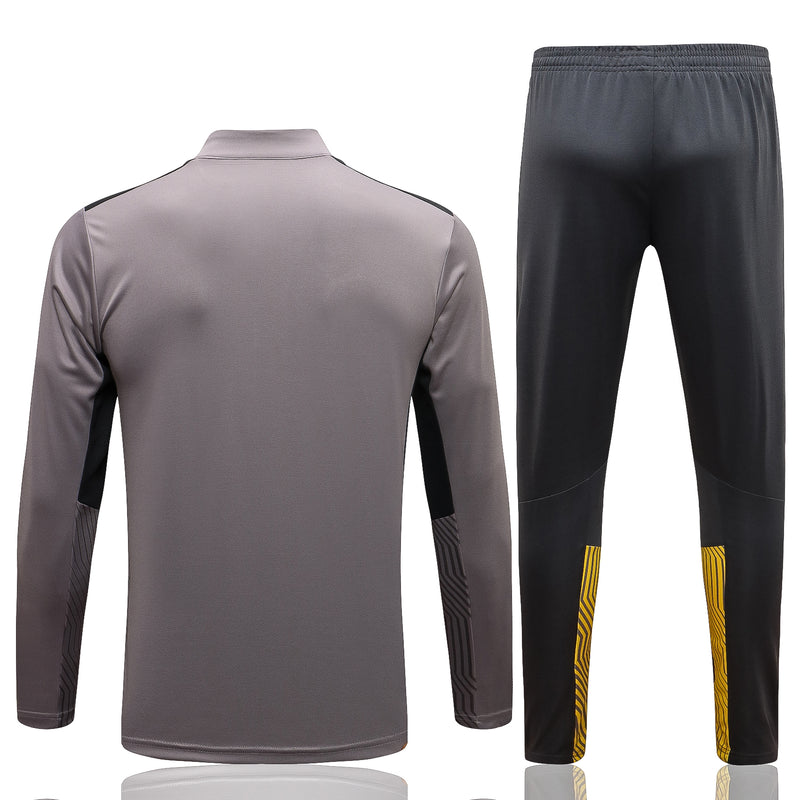 Kit de Treino Borussia Dortmund 2023/24 Meio Zíper Cinza Claro