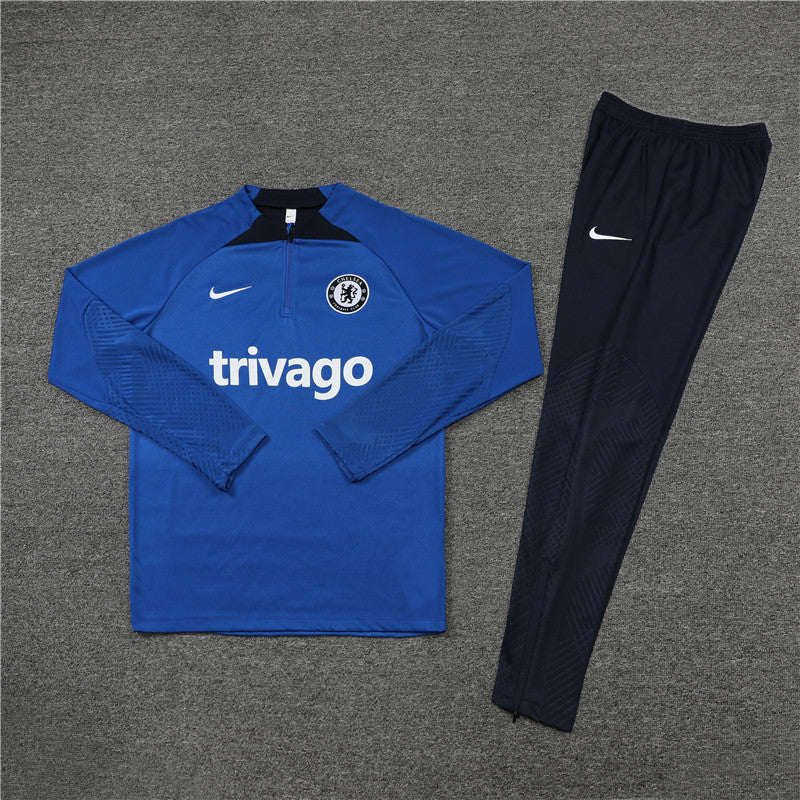 Kit de Treino Chelsea 2022/23 Meio Zíper Azul