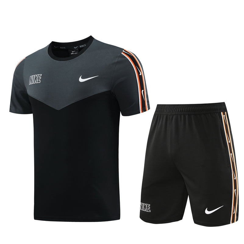 Kit Camisa e Short Nike Repeat Preto e Cinza