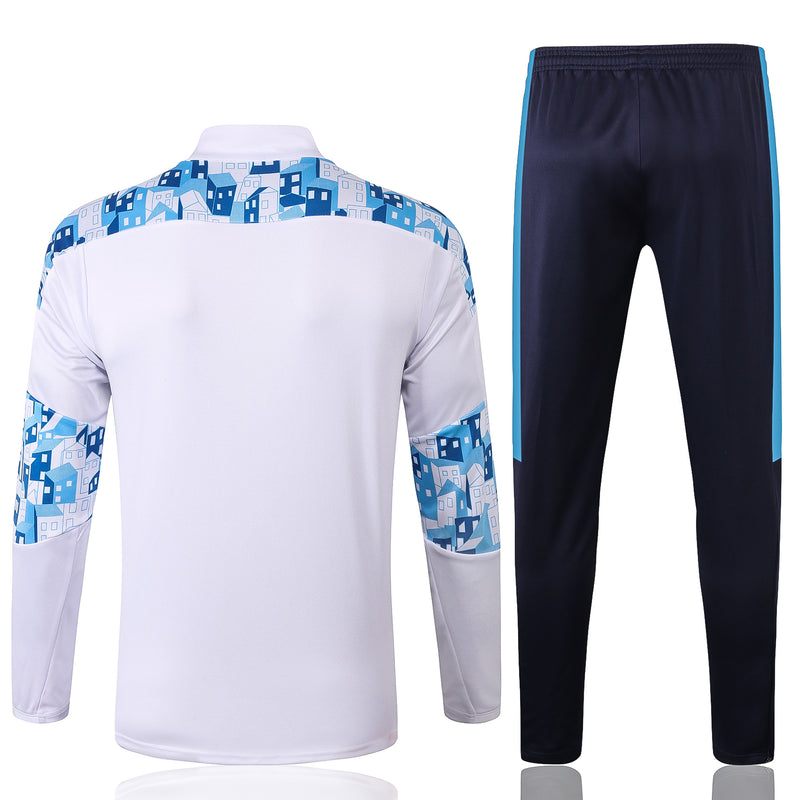 Kit de Treino Olympique de Marseille 2020/21 Meio Zíper Branco