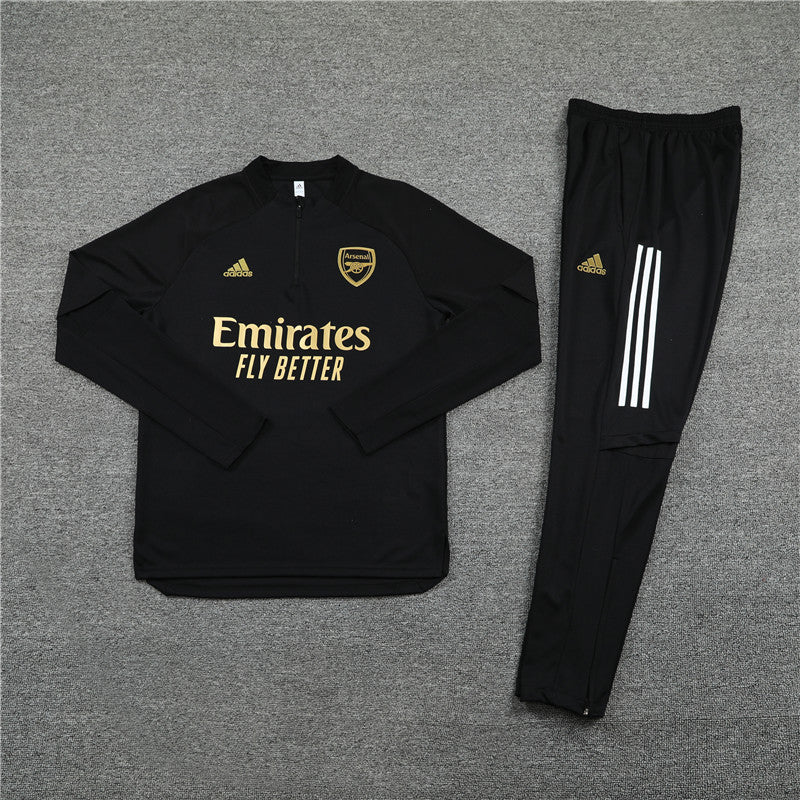 Kit de Treino Arsenal 2020/21 Meio Zíper Preto e Dourado