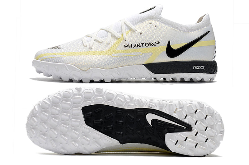 Chuteira Society Nike Phantom GT Pro Branco e Dourado