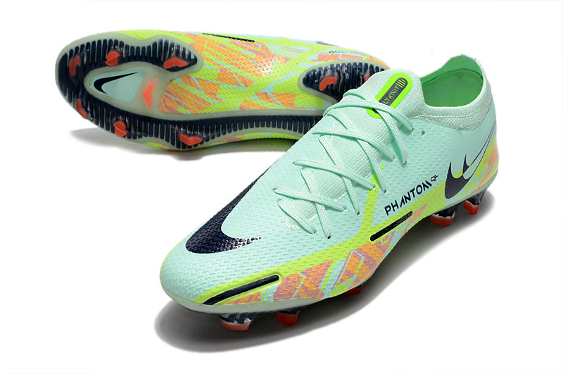 Chuteira Campo Nike Phantom GT2 Elite Verde e Laranja