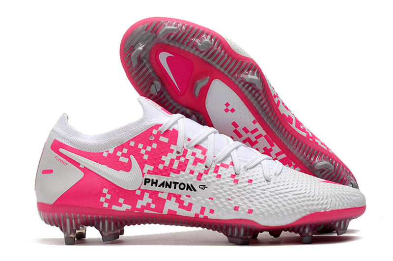 Chuteira Campo Nike Phantom GT2 Elite Rosa e Branco