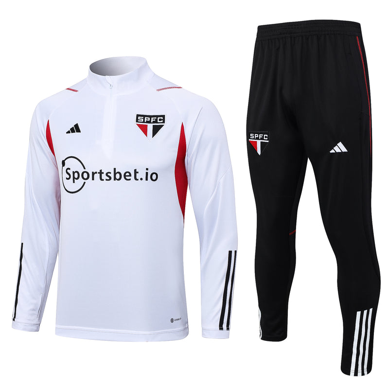 Kit de Treino São Paulo 2023/24 Meio Zíper Branco