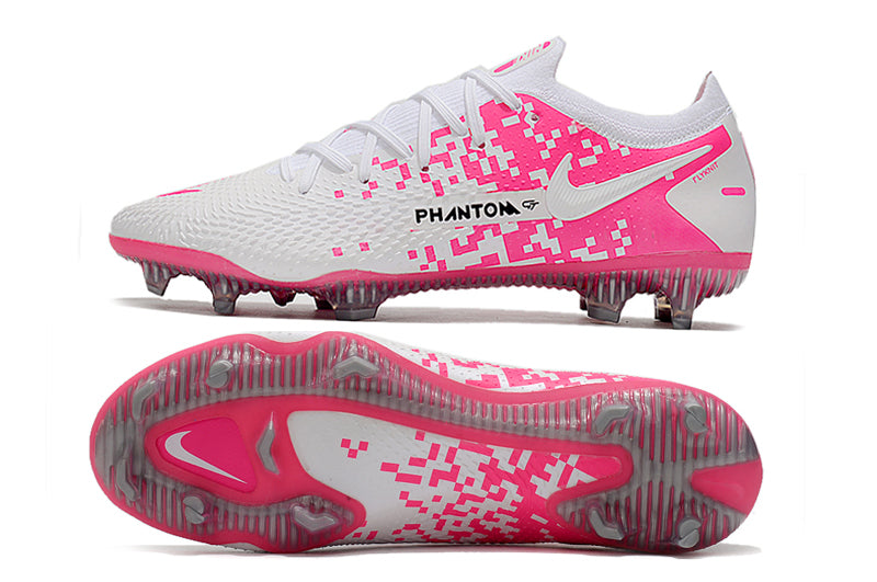 Chuteira Campo Nike Phantom GT2 Elite Rosa e Branco