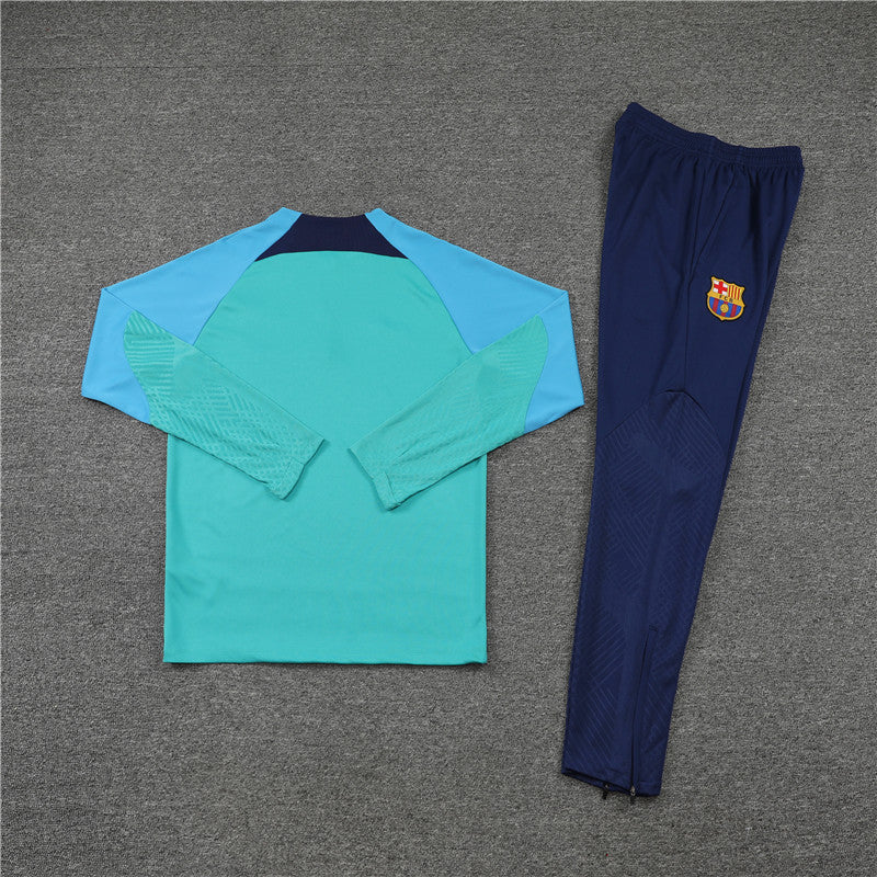 Kit de Treino Barcelona 2022/23 Meio Zíper Verde e Azul