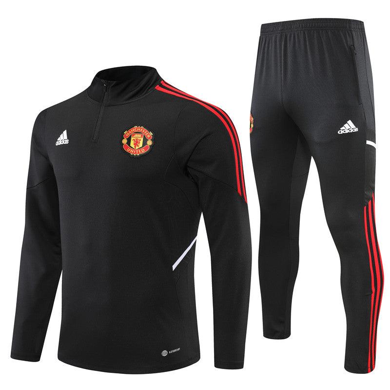 Kit de Treino Manchester United 2022/23 Meio Zíper Preto e Vermelho - Lp Sports Wear 