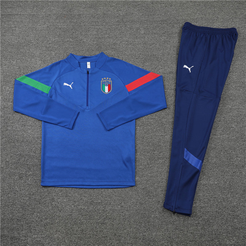 Kit de Treino Itália 2022/23 Meio Zíper Azul