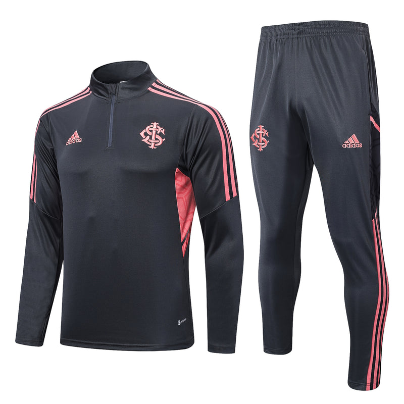 Kit de Treino Internacional 2022/23 Meio Zíper Cinza e Rosa