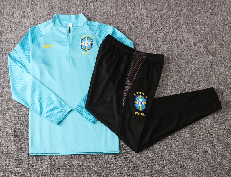 Kit de Treino Brasil 2020/21 Meio Zíper Azul