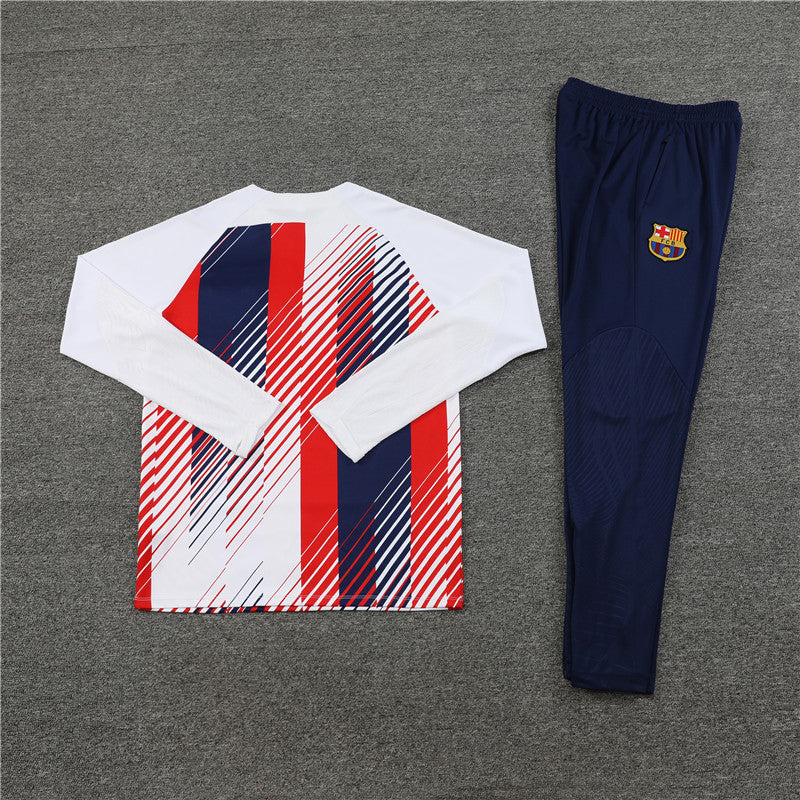 Kit de Treino Barcelona Estilo Camuflado 2023/24 Meio Zíper Branco