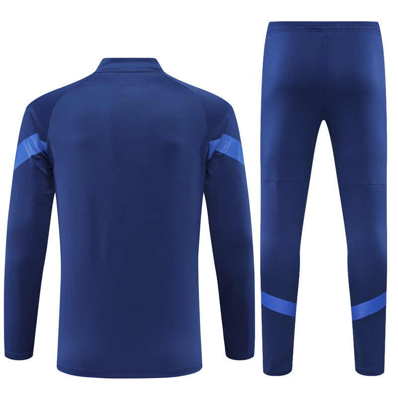 Kit de Treino Itália 2022/23 Meio Zíper Azul Escuro