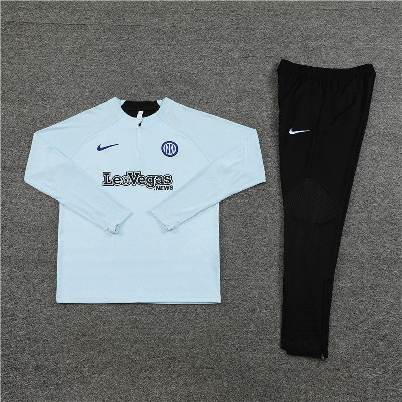 Kit de Treino Inter de Milão 2023/24 Meio Zíper Cinza Claro