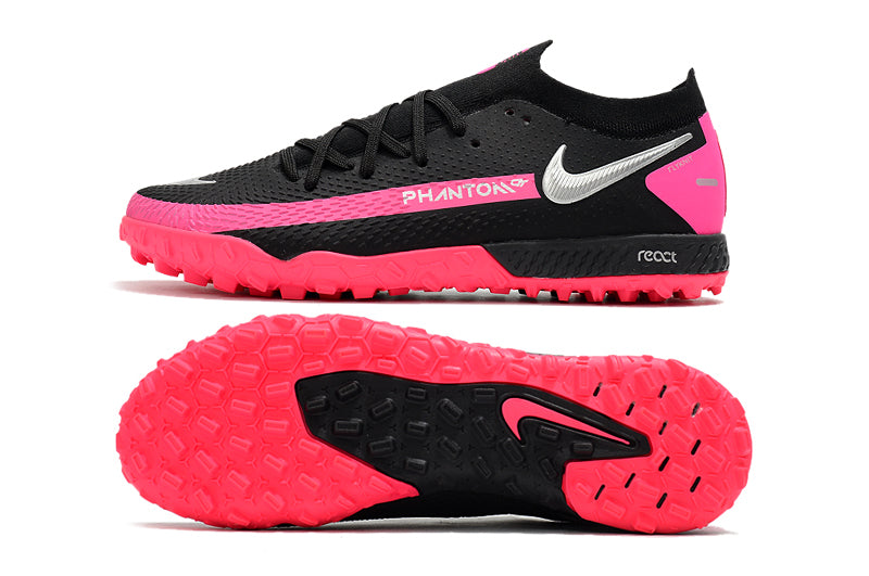 Chuteira Society Nike Phantom GT Pro Preto e Rosa