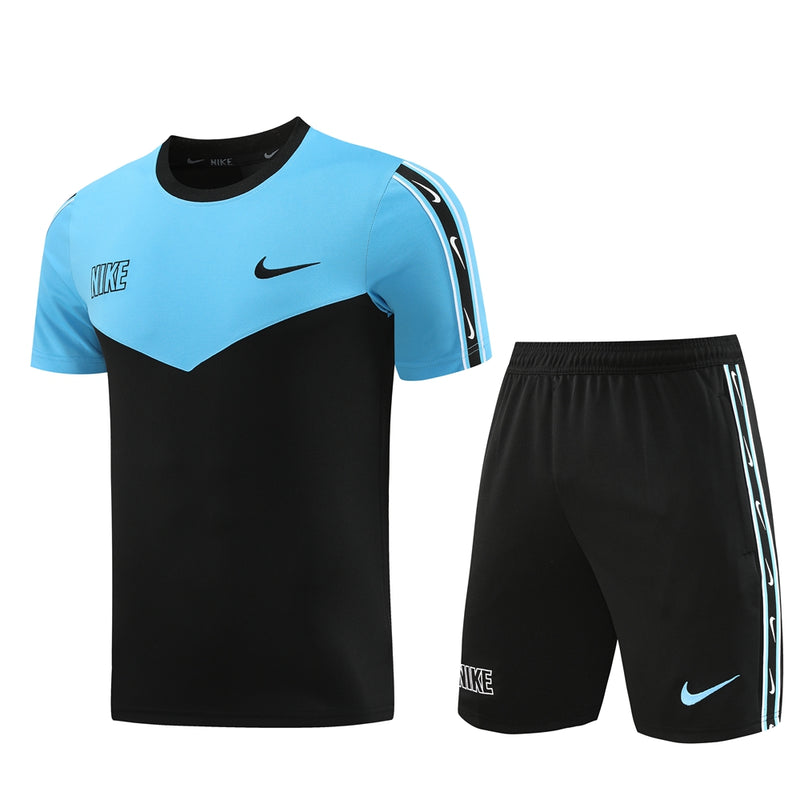 Kit Camisa e Short Nike Repeat Preto e Azul