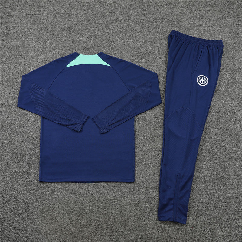 Kit de Treino Inter de Milão 2022/23 Meio Zíper Azul Escuro