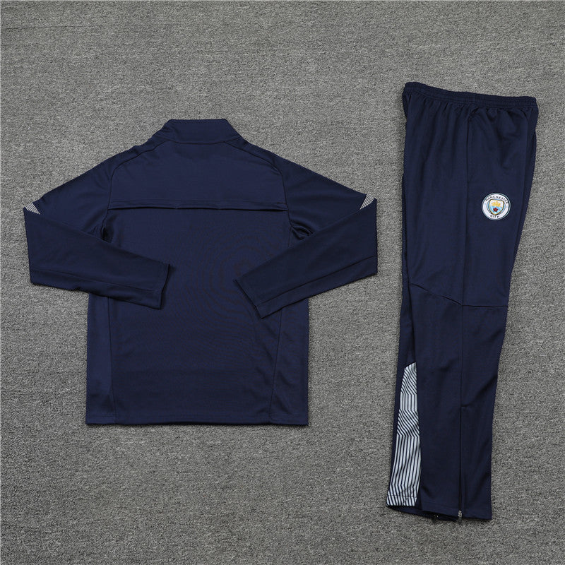 Kit de Treino Manchester City 2021/22 Meio Zíper Azul Escuro