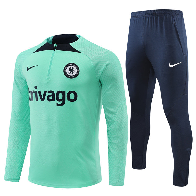 Kit de Treino Chelsea 2022/23 Meio Zíper Verde Claro