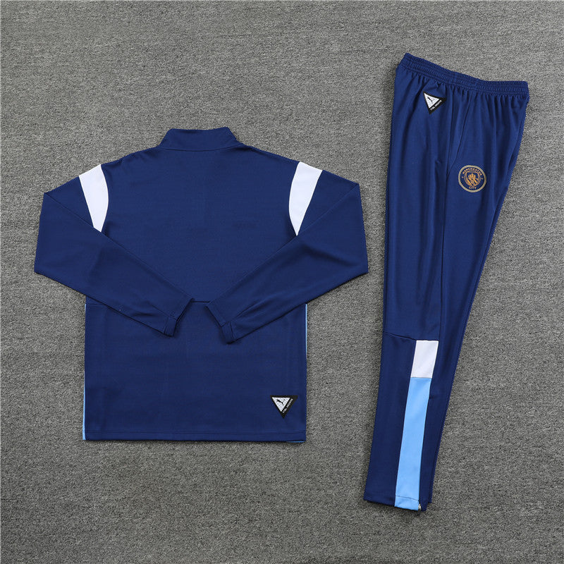 Kit de Treino Manchester City 2023/24 Meio Zíper Azul Escuro