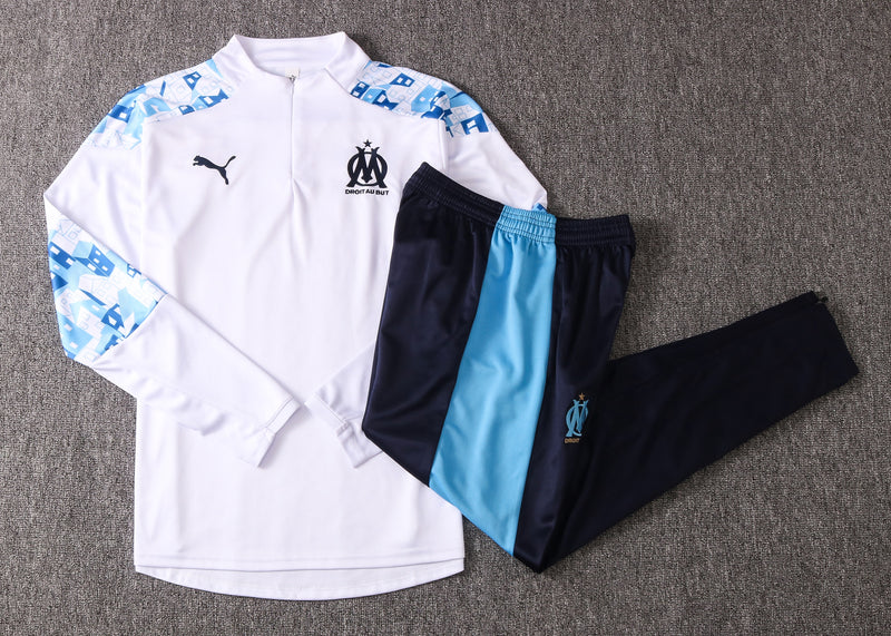 Kit de Treino Olympique de Marseille 2020/21 Meio Zíper Branco