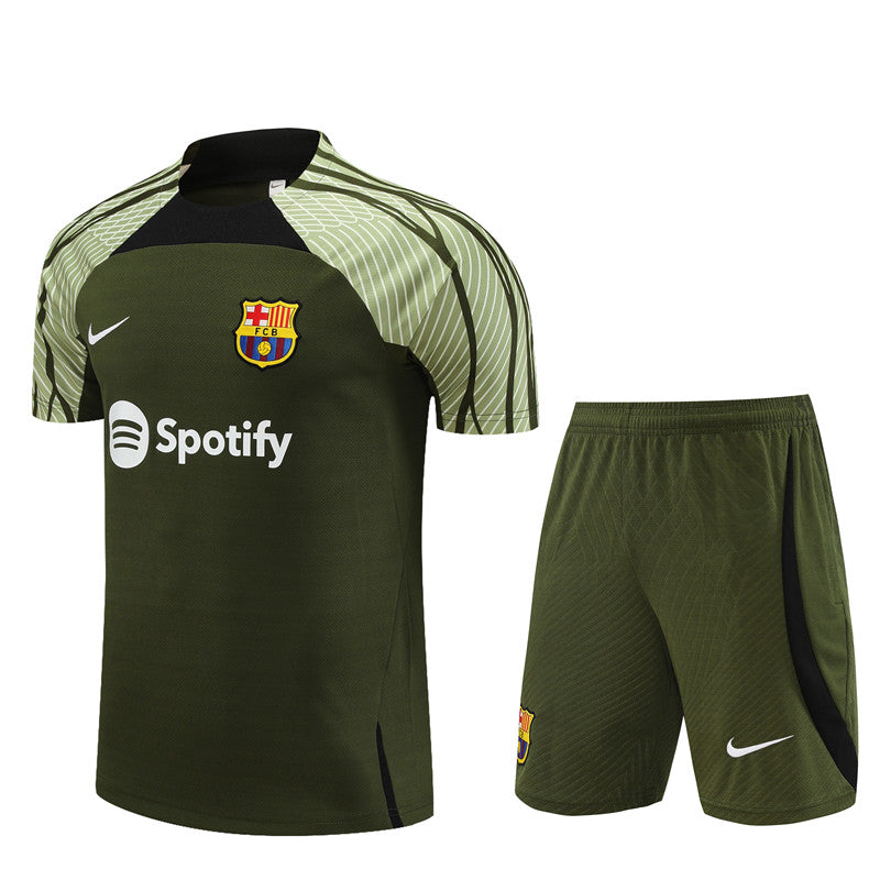 Camisa e Short Barcelona Treino 23/24 Verde Militar